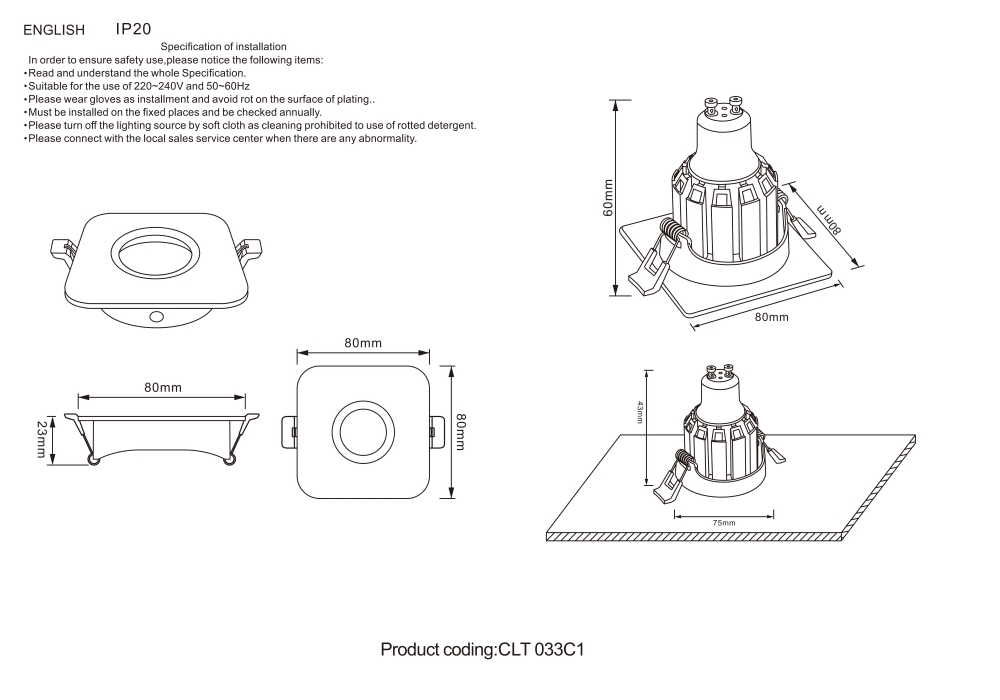 Встраиваемый светильник Crystal Lux CLT 033 CLT 033C1 BL в Санкт-Петербурге