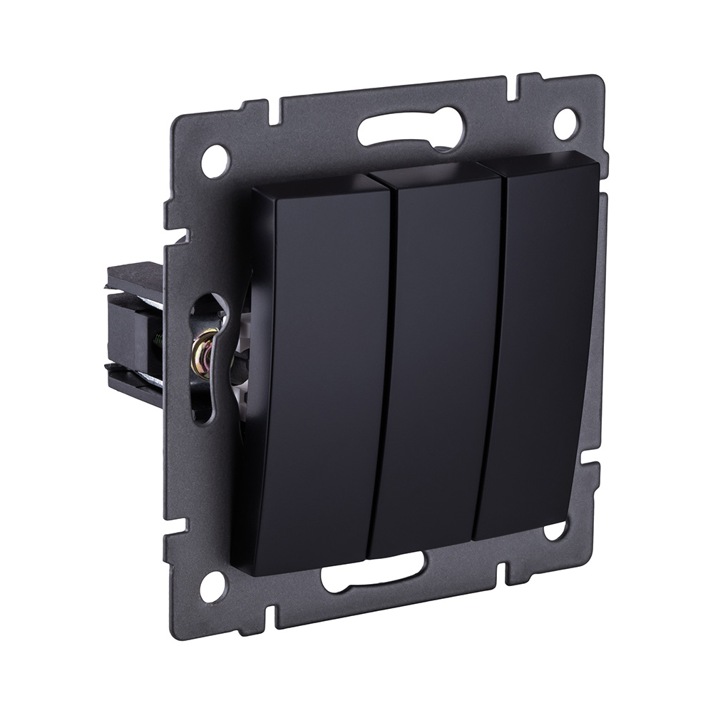 Выключатель 3-клавишный 10А/250В, изогнутый, черный Kollinger REA-R-012BK для Aspekt, Eleganz, Reflex в Санкт-Петербурге