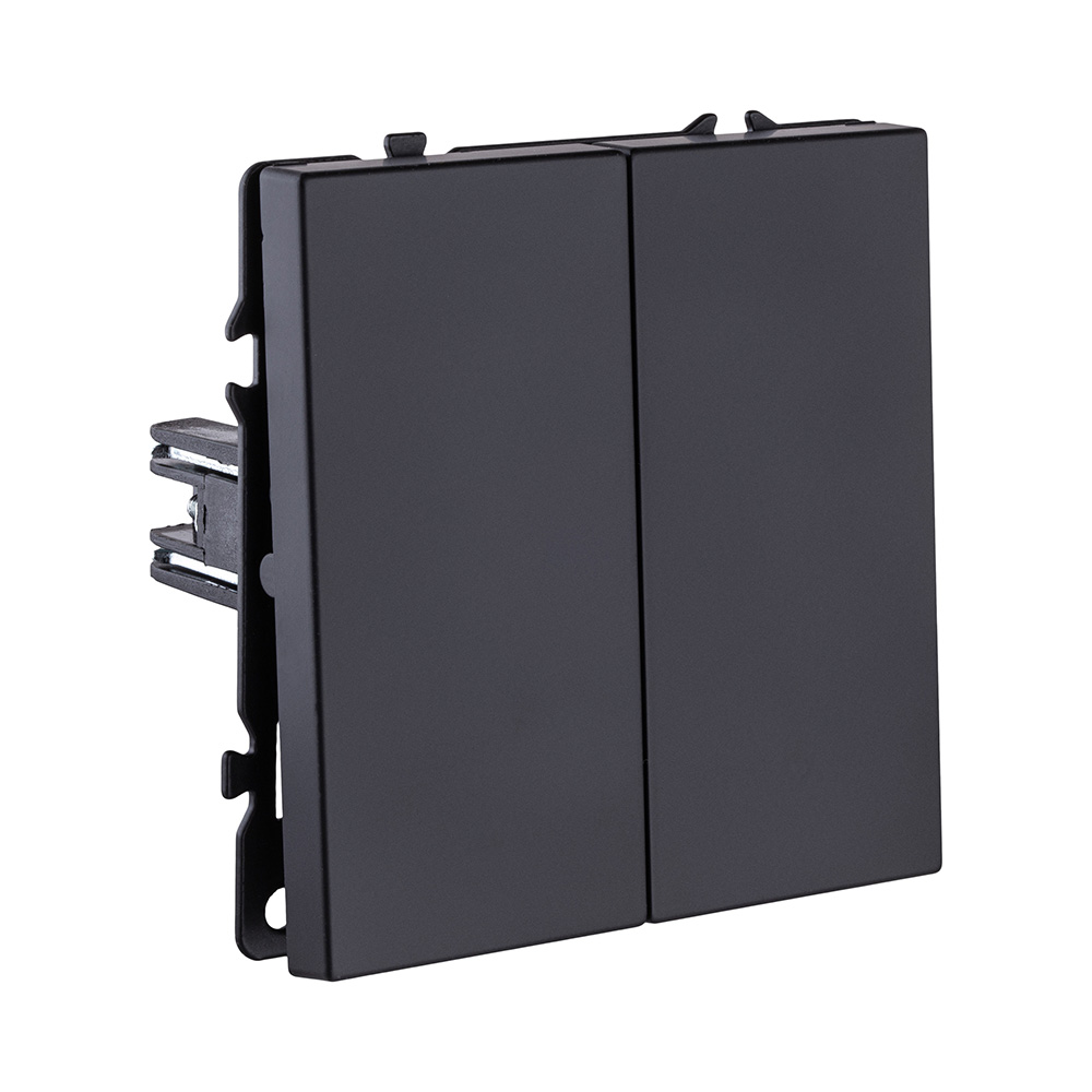 Выключатель кнопочный 2-клавишный 10А/250В, черный матовый Kollinger Eclipse EC-025BK в #REGION_NAME_DECLINE_PP#