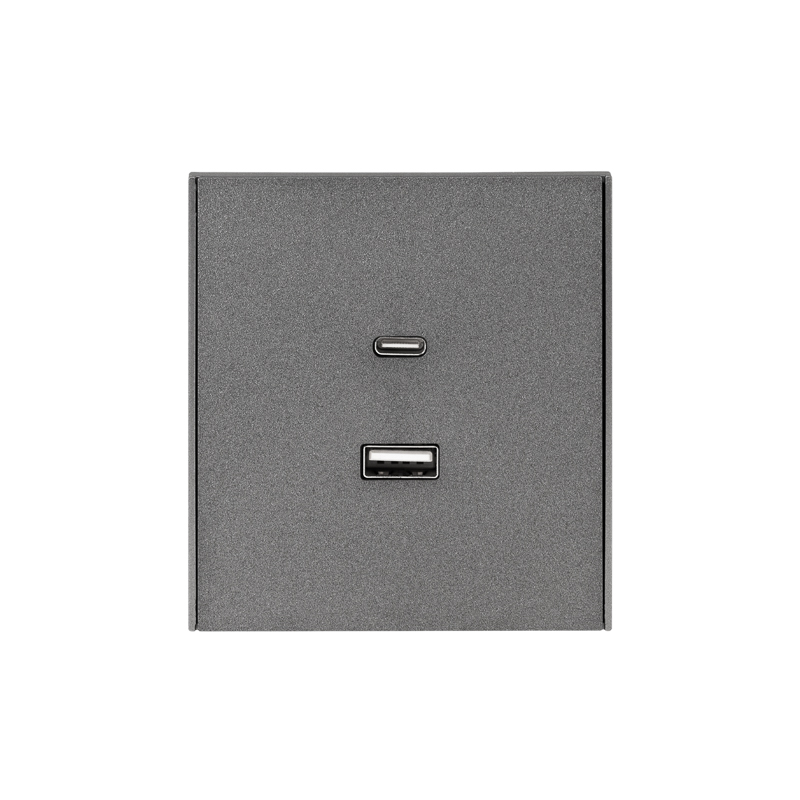 Розетка STRONG USB-A+Type-C 3А с функцией быстрой зарядки графит KRANZ KR-78-0734-6 в #REGION_NAME_DECLINE_PP#