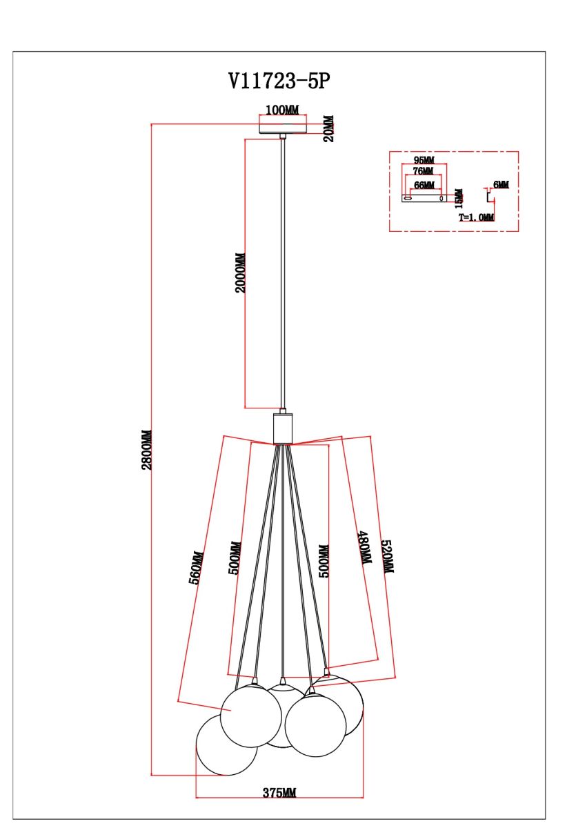 Подвесной светильник Moderli Renny V11723-5P в Санкт-Петербурге