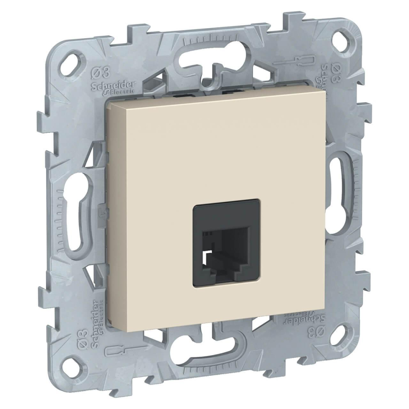 Розетка телефонная RJ11 одиночная 4 контакта Schneider Electric Unica New NU549244 в Санкт-Петербурге