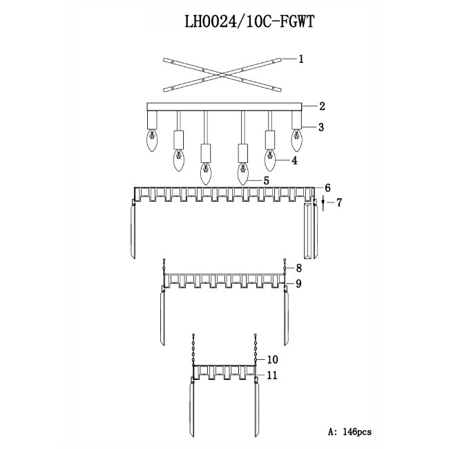 Потолочная люстра Lumien Hall Nara LH0024/10C-FGWT в Санкт-Петербурге