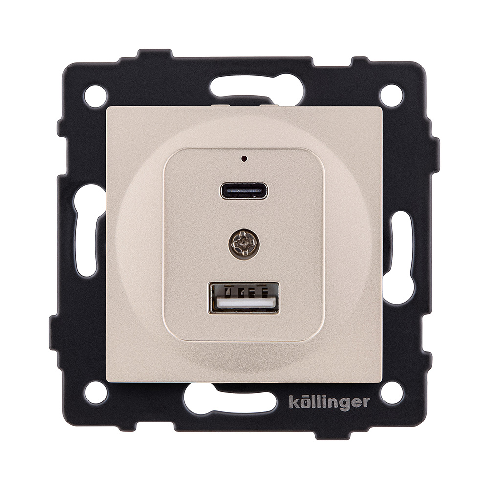 Розетка USB A+C 20W, золотой Kollinger REA-037GD для Aspekt, Eleganz, Reflex в #REGION_NAME_DECLINE_PP#
