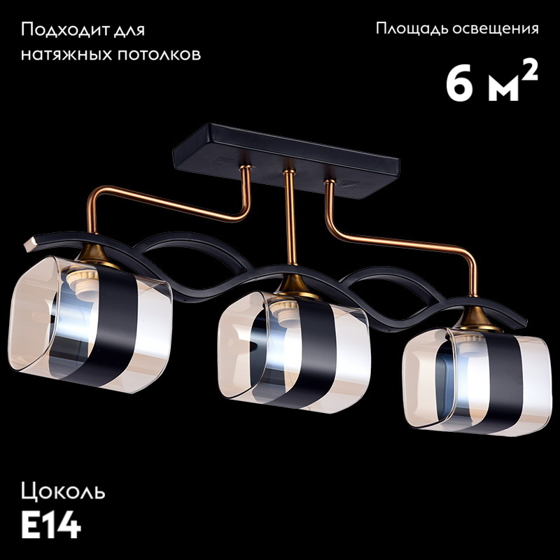 Потолочная люстра Reluce 72106-0.3-03 BK+GAB в Санкт-Петербурге