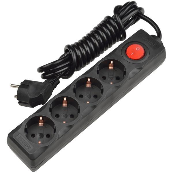 Удлинитель (UL-00003610) Uniel 4гн х 3м с/з Standard S-GCD4-3B Black в Санкт-Петербурге