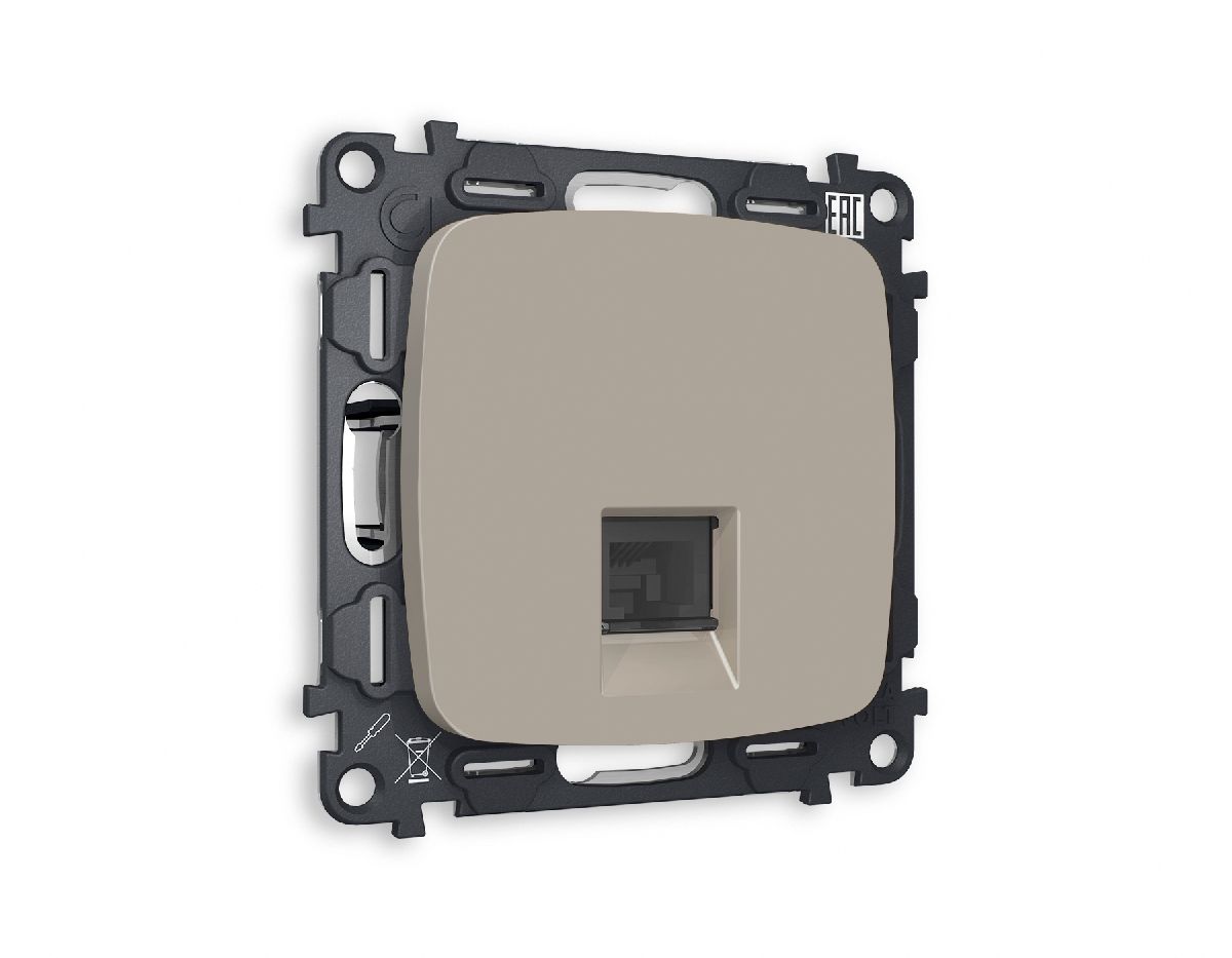Комплект механизма телефонной розетки RJ-11(4P4C) со шторкой Ambrella Volt Omega MO372030 в Санкт-Петербурге