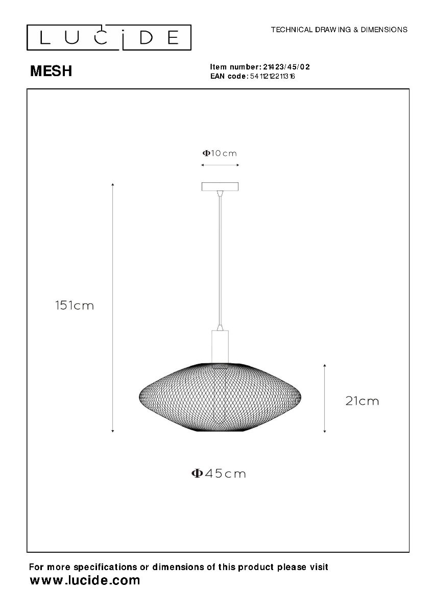 Подвесной светильник Lucide Mesh 21423/45/02 в Санкт-Петербурге