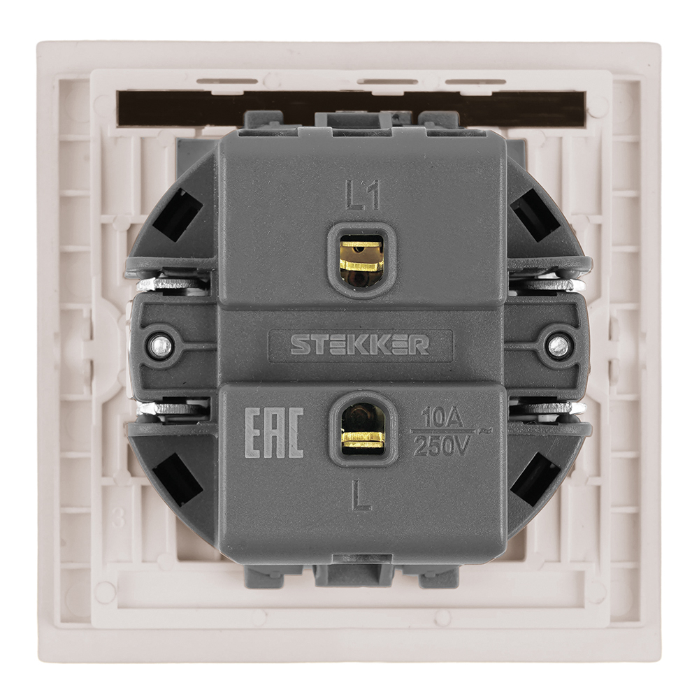 Выключатель 1-клавишный c индикатором (механизм) Stekker Мия 250В 10А RSW10-3101-08 пудровый жемчуг 50475 в Санкт-Петербурге