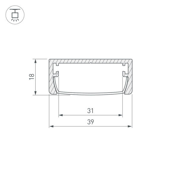 Алюминиевый профиль Arlight ARH-Wide-W39-2000 Anod 030982 в Санкт-Петербурге