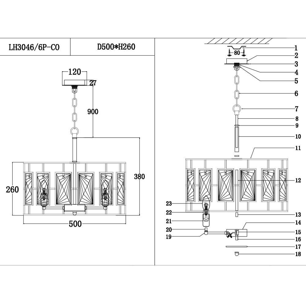 Подвесная люстра Lumien Hall Barumini LH3046/6P-CO в Санкт-Петербурге