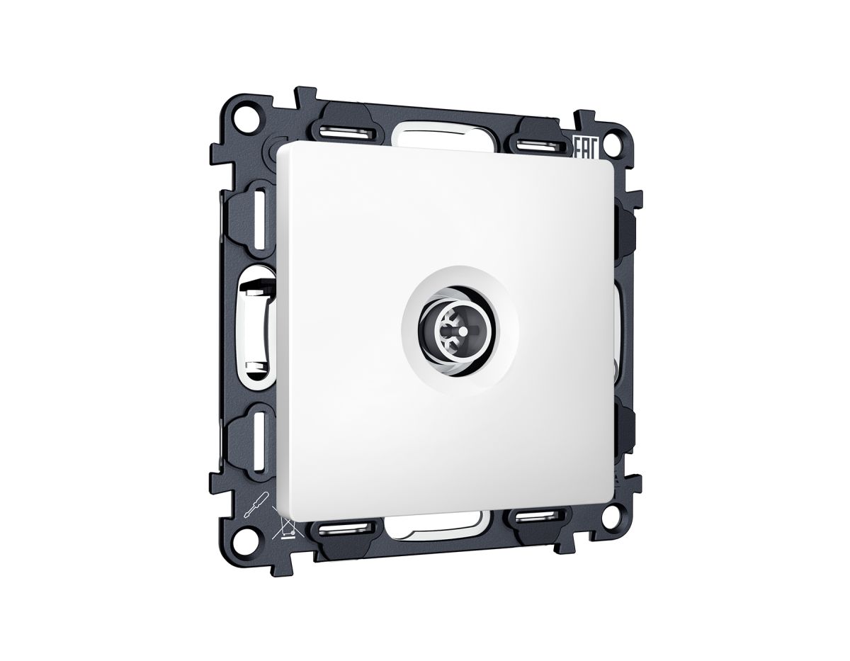 Комплект механизма TV розетки оконечной экранированной 5-1000MHz 3dB Alfa Белый матовый Quant Ambrella Volt MA133005 (AP1330, VM199) в Санкт-Петербурге