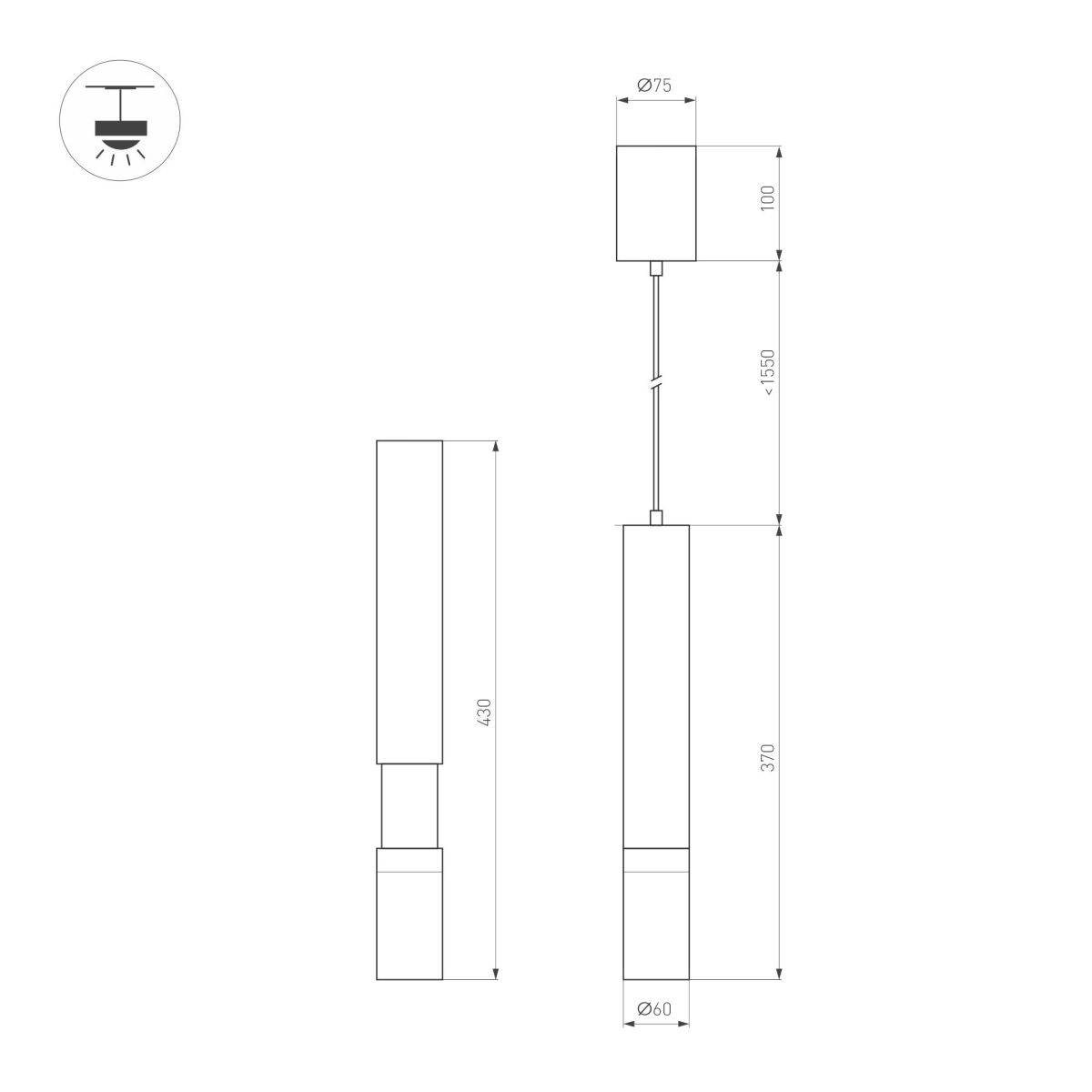 Подвесной светильник диммируемый Arlight SP-ARTEMIS-HANG-P-R60-15W Warm3300-MIX (WH, 8-80 deg, 230V, TRIAC) 056119 в Санкт-Петербурге
