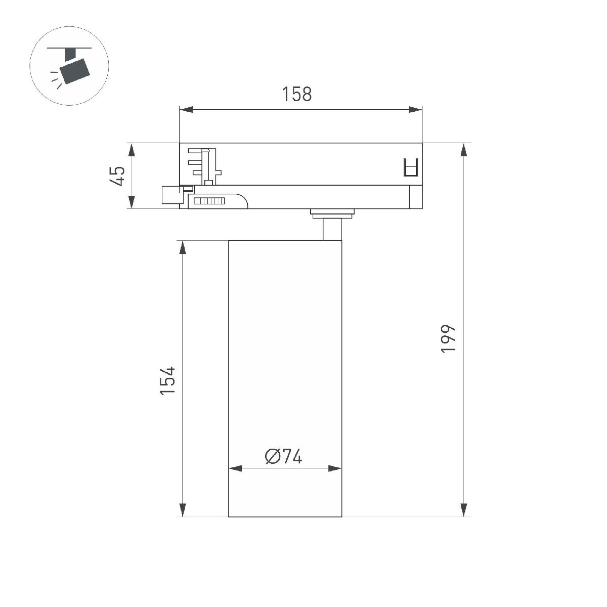 Трековый трехфазный светильник Arlight LGD-GERA-4TR-R74-20W Day4000 (WH, 15 deg, 230V) 055152 в Санкт-Петербурге