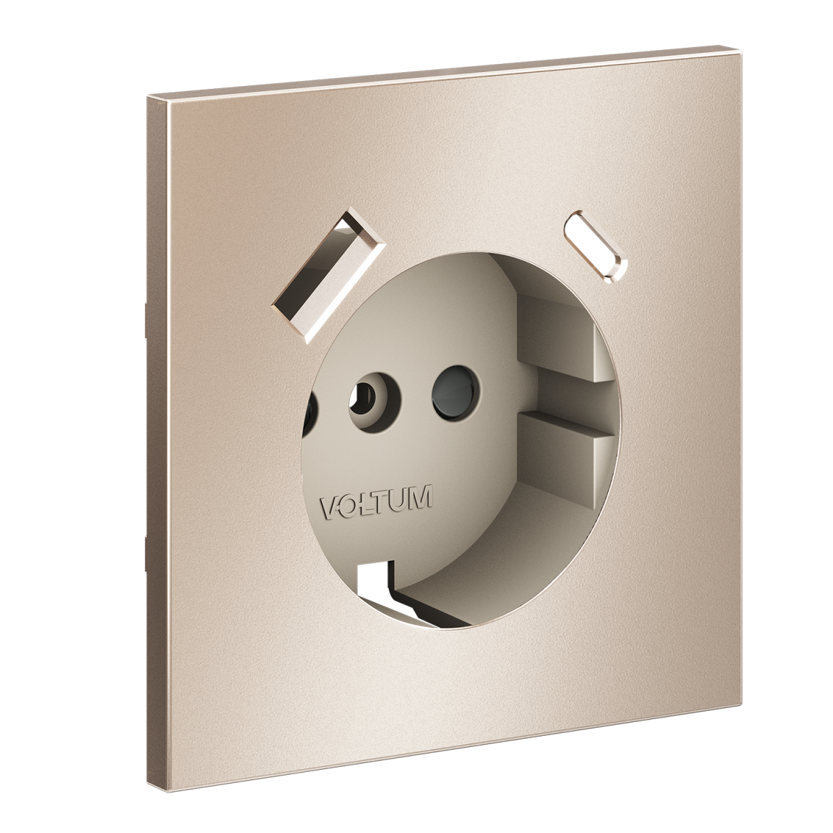 Накладка для розетки с заземлением и защитными шторками с USB A+C S70 Metal (платина) Voltum VLSM001010 в Санкт-Петербурге