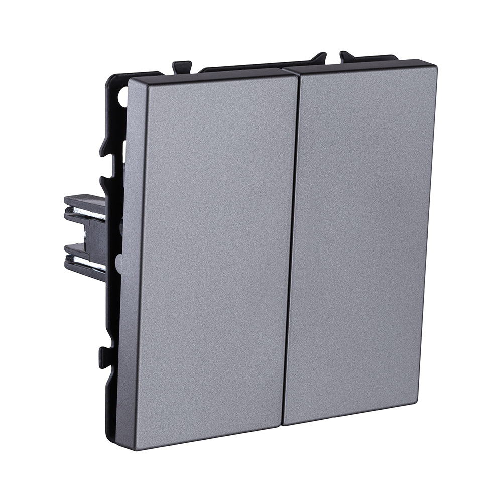 Выключатель 2-клавишный проходной 10А/250В, серый Kollinger Eclipse EC-005GY в #REGION_NAME_DECLINE_PP#