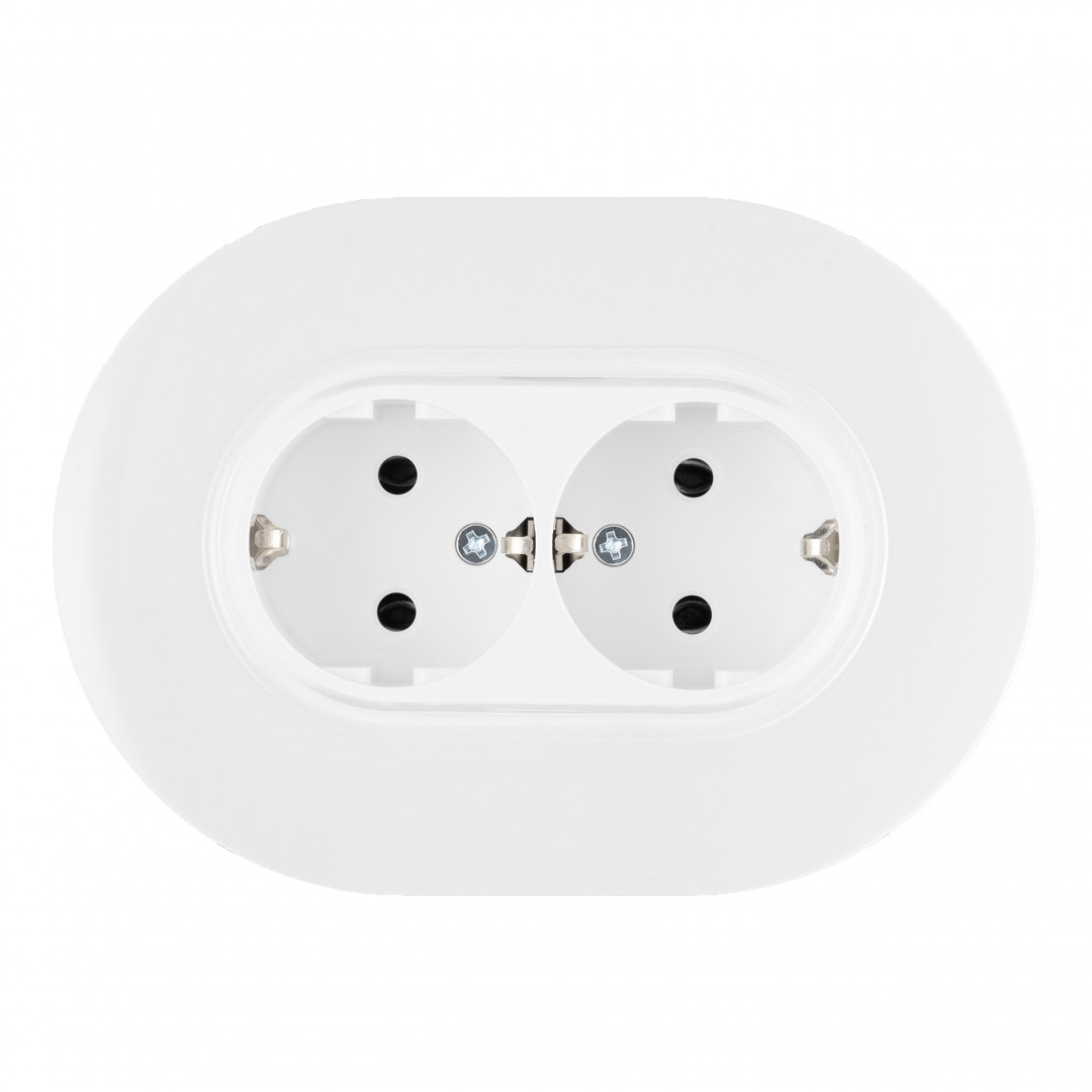 Круглая розетка двойная с/з и шторками Arte Milano SET08-double-40-2 white в Санкт-Петербурге