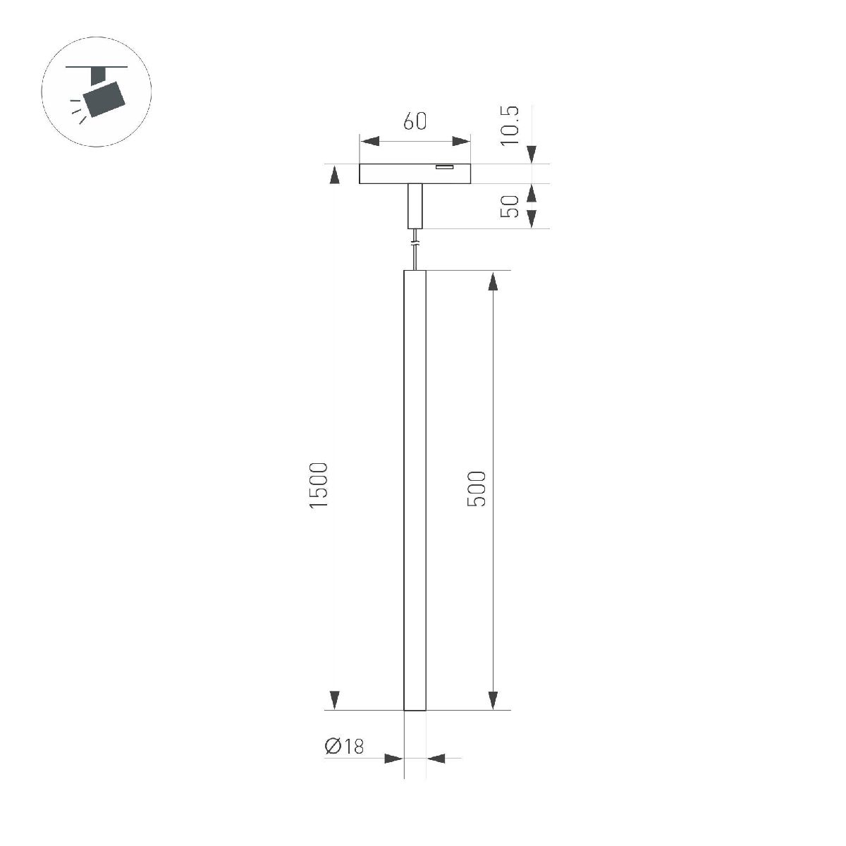 Трековый магнитный светильник Arlight MAG-MICROCOSM-SPOT-HANG-R18-L500-3W Day4000 (BK, 24 deg, 24V) 043270 в Санкт-Петербурге