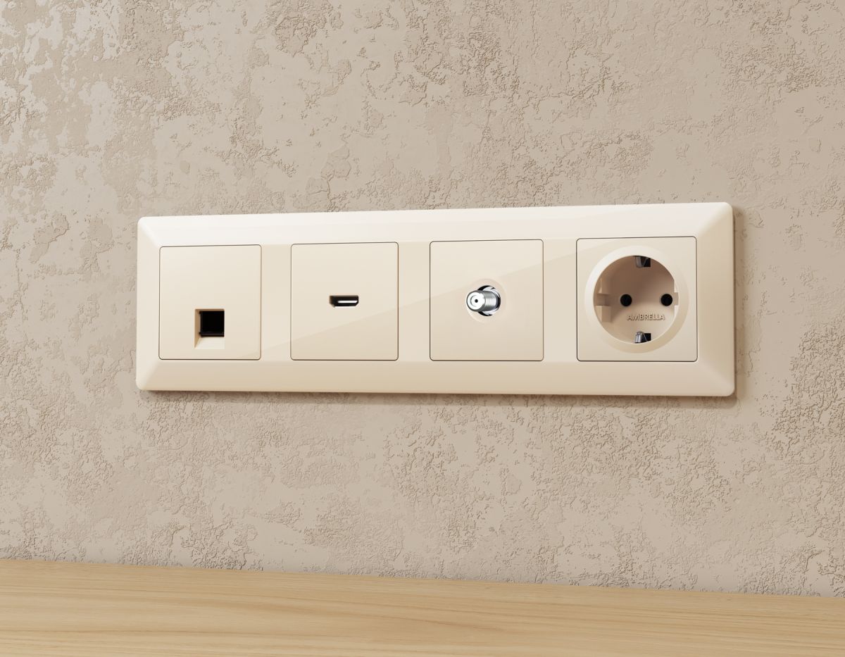 Комплект механизма TV розетки SAT 5-2400MHz 3.5dB Alfa Бежевый глянец Quant Ambrella Volt MA313050 (AP3130, VM215) в #REGION_NAME_DECLINE_PP#