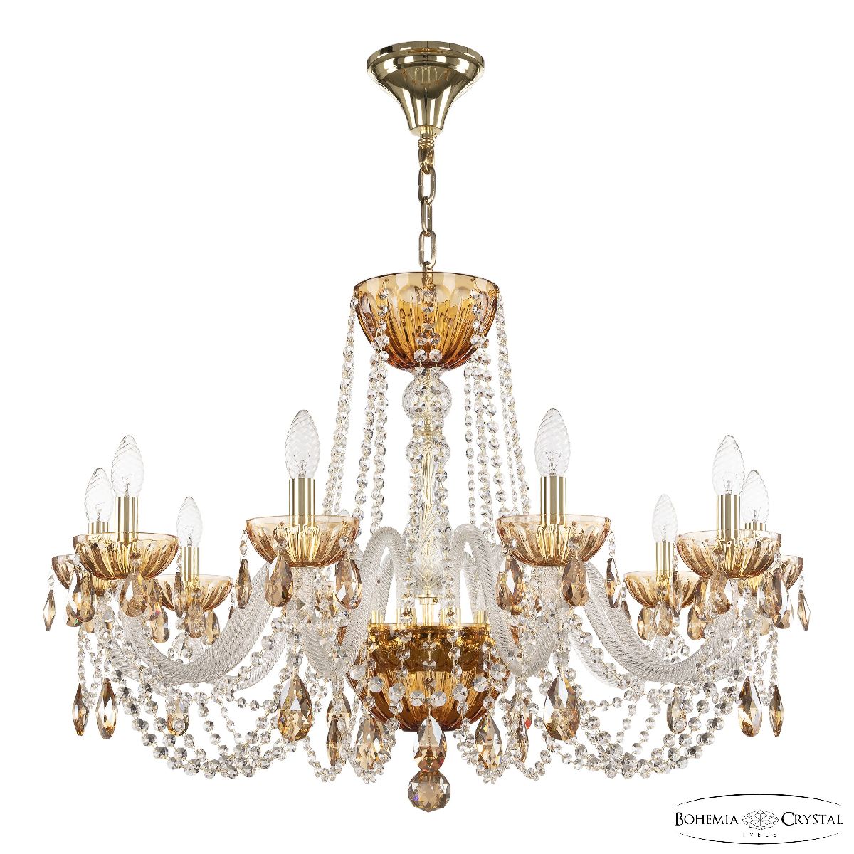 Подвесная люстра Bohemia Ivele Crystal 5402/10/300 G Amber/M-1H K721 в Санкт-Петербурге
