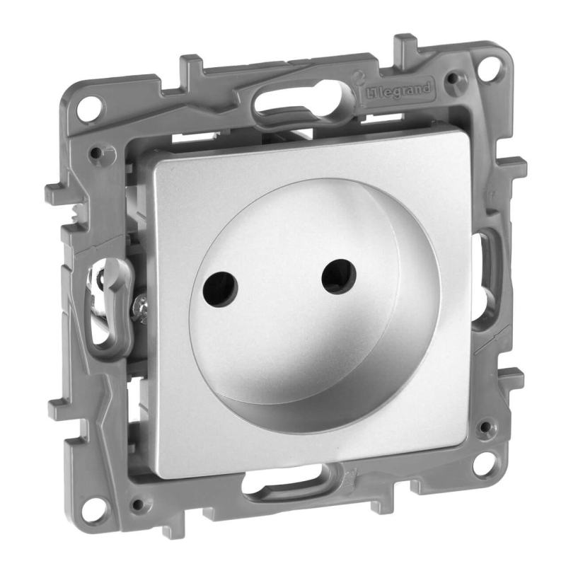 Розетка 2К Legrand Etika 16A 250V б/з со шторками винтовой зажим алюминий 672434 в Санкт-Петербурге