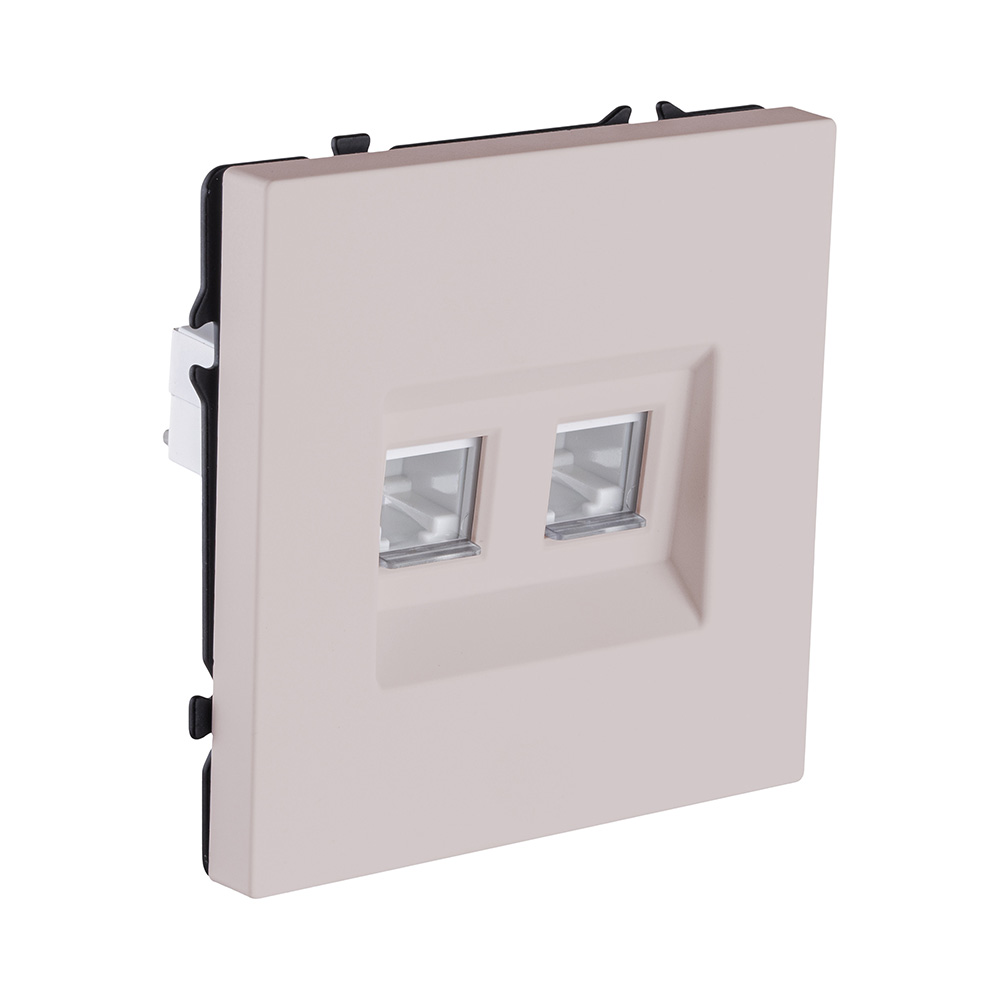 Розетка двойная Ethernet RJ45 Cat.6, кашемир матовый Kollinger Eclipse EC-018CM в #REGION_NAME_DECLINE_PP#