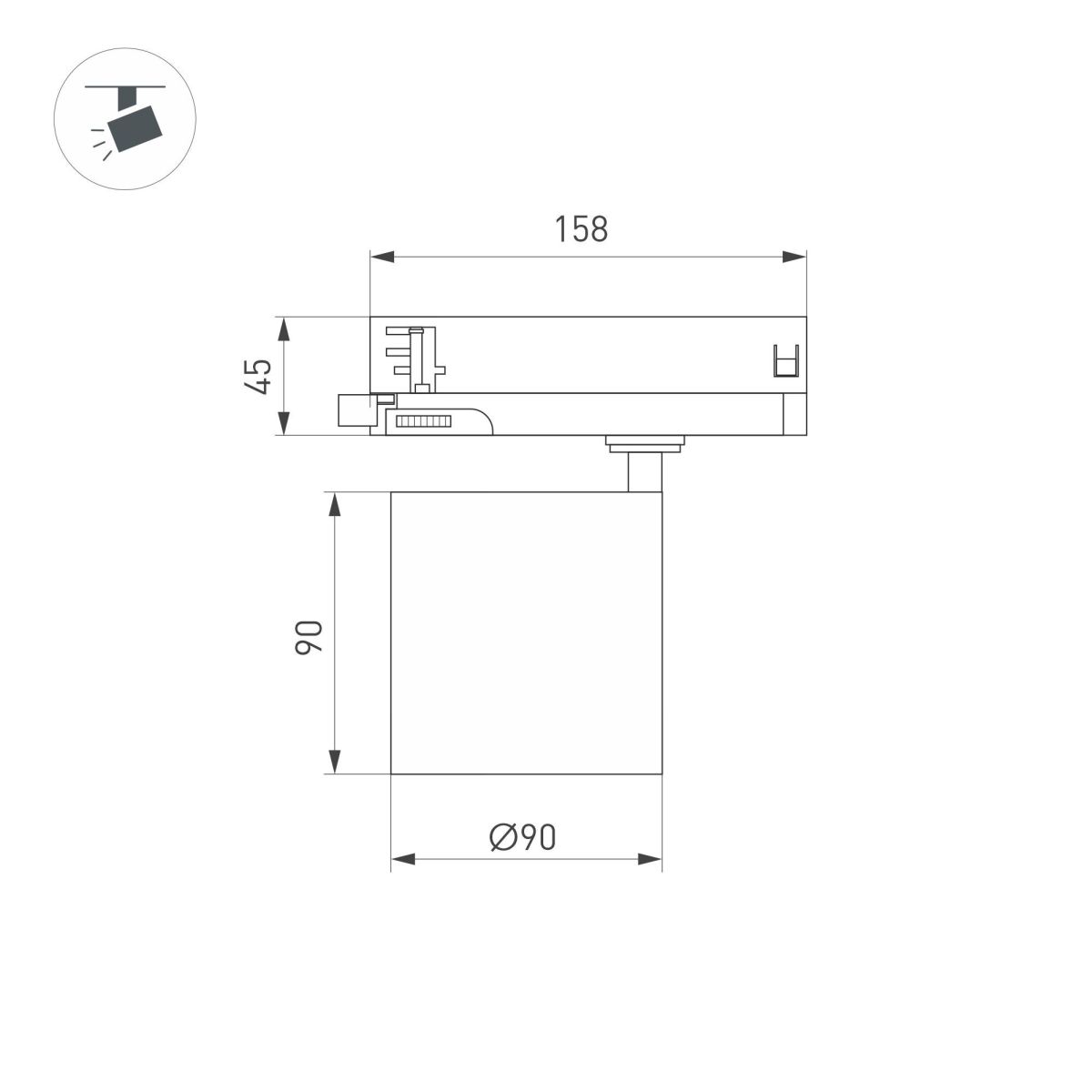 Трековый трехфазный светильник Arlight LGD-DYKE-4TR-R90-26W Day4000 (WH, 38 deg, 230V) 052286 в Санкт-Петербурге