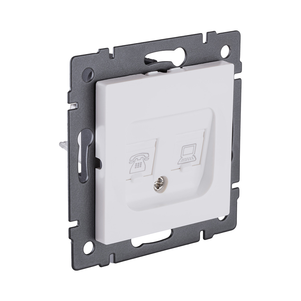 Розетка двойная RJ11 + RJ45 Cat.6, белый матовый Kollinger REA-011WM для Aspekt, Eleganz, Reflex в #REGION_NAME_DECLINE_PP#
