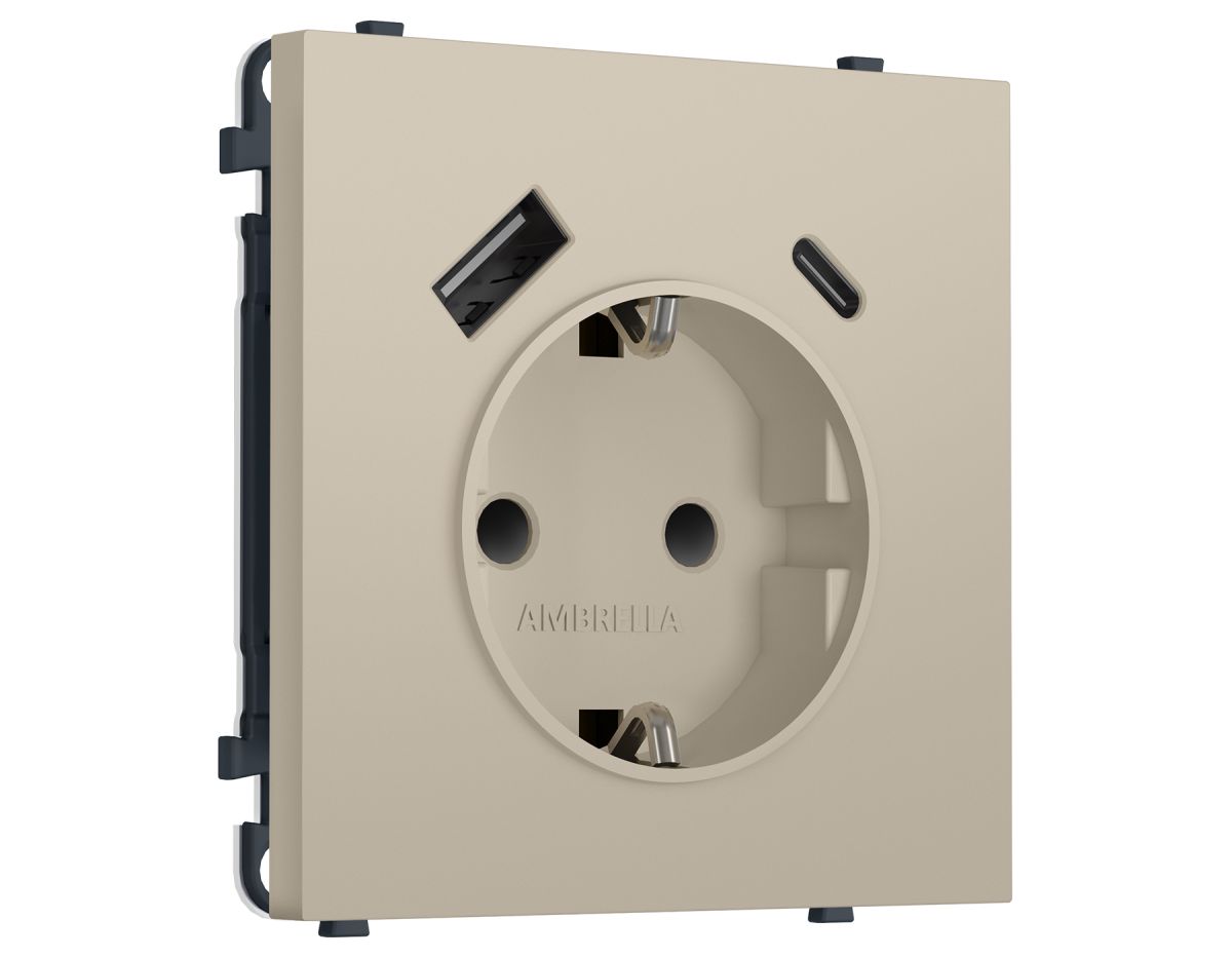 Комплект механизма электрической розетки SIGMA Кашемир 2USB A+C 20W Ambrella Volt MS350010 (SP3500, PR160) в #REGION_NAME_DECLINE_PP#