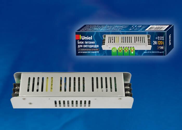 Блок питания (UL-00002431) Uniel 24V 120W IP20 5A UET-VAS-120B20 24V IP20 в Санкт-Петербурге