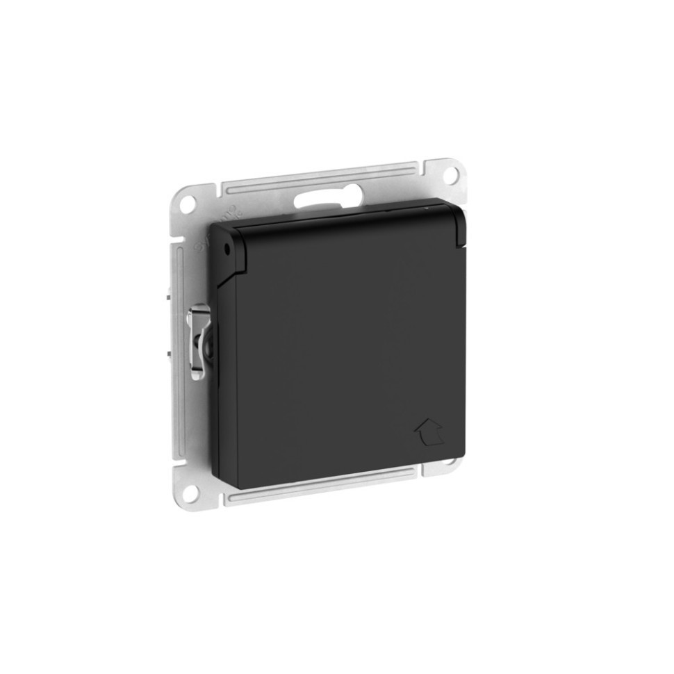 Розетка с заземл. со шторк. с крышкой, 16А,IP20,мех., быстрозажим. клем. Systeme Electric AtlasDesign Карбон ATN001046S в #REGION_NAME_DECLINE_PP#