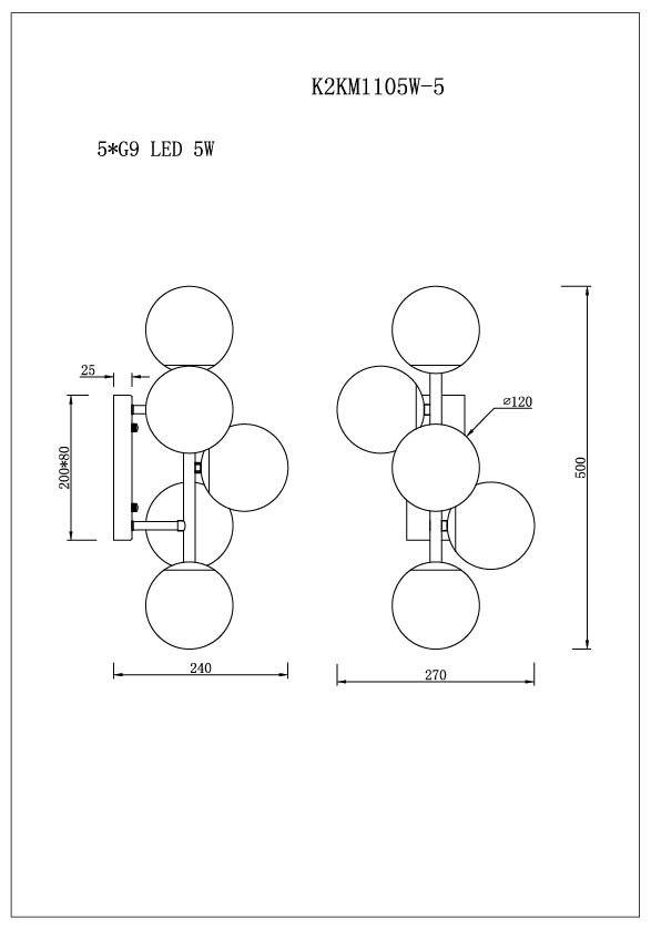 Бра LED Garda Decor K2KM1105W-5 в Санкт-Петербурге