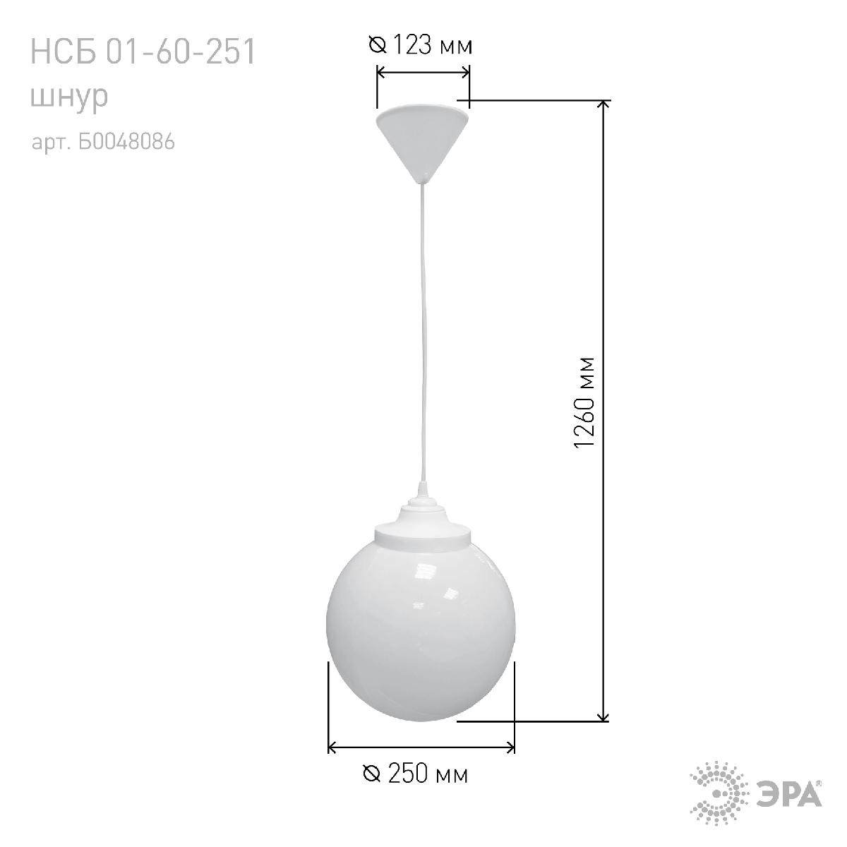 Уличный подвесной светильник Эра НСБ 01-60-251 шнур Б0048086 в #REGION_NAME_DECLINE_PP#