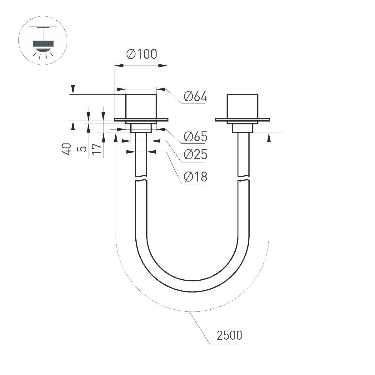 Подвесной светильник Arlight SP-TROPIC-BUILT-TRIMLESS-R18-L2500-36W Day4000 (BK, 360 deg, 230V) 043375 в Санкт-Петербурге