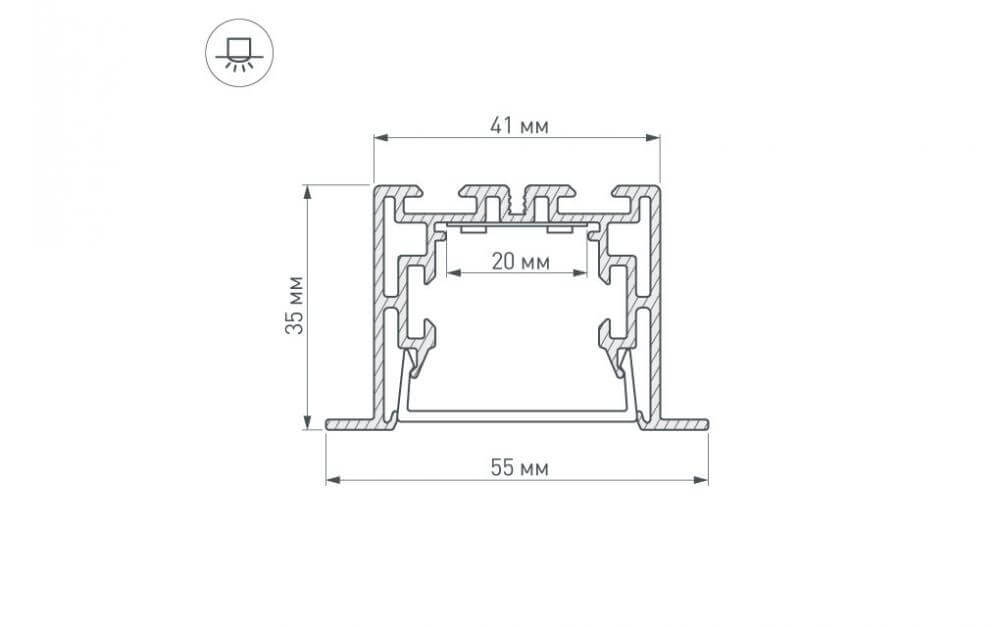 Профиль с экраном Arlight S2-LINIA55-F-2500 ANOD+OPAL 021176 в Санкт-Петербурге