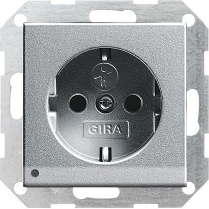 Розетка Gira System 55 Schuko с/з со шторками подсветкой 16A 250V безвинтовой зажим алюминий 117026 в Санкт-Петербурге