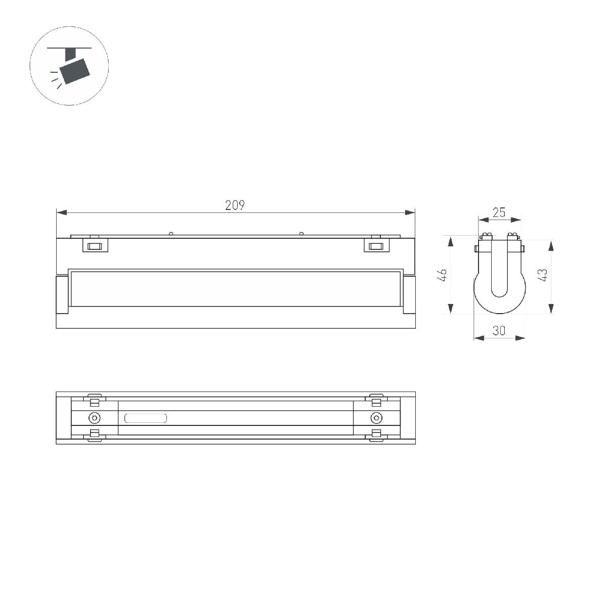 Трековый магнитный светильник Arlight MAG-VIBE-LASER-TURN-L209-12W Day4000-MIX (BK, 24 deg, 48V, DALI) 044425 в Санкт-Петербурге