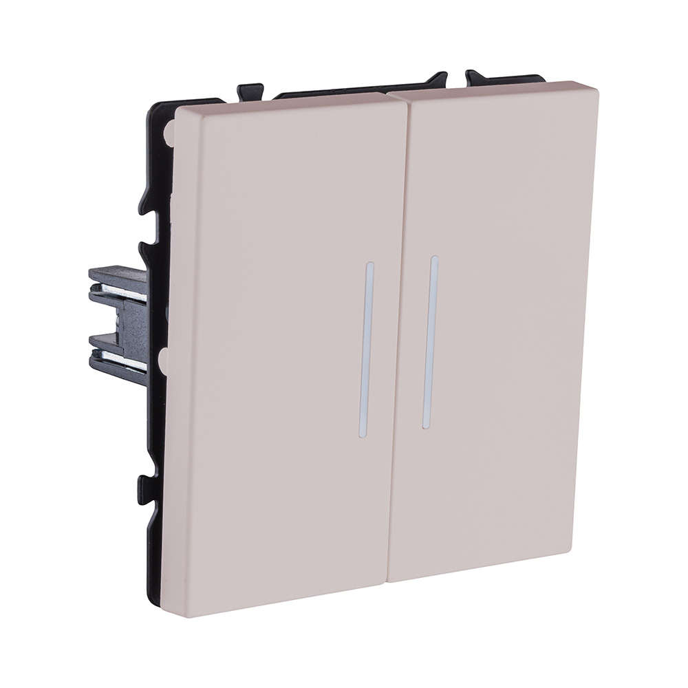 Выключатель 2-клавишный 10А/250В с LED подсветкой, кашемир матовый Kollinger Eclipse EC-010CM в #REGION_NAME_DECLINE_PP#