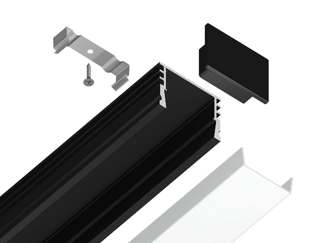 Алюминиевый накладной профиль Ambrella Light Alum Profile GP1750BK УЦ в Санкт-Петербурге