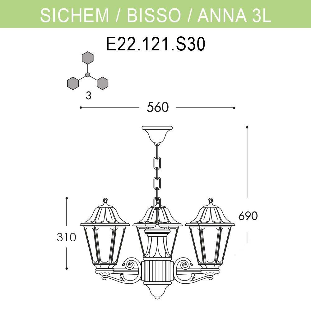 Уличный подвесной светильник Fumagalli Sichem/Anna 3L E22.120.S30.BXF1R в Санкт-Петербурге