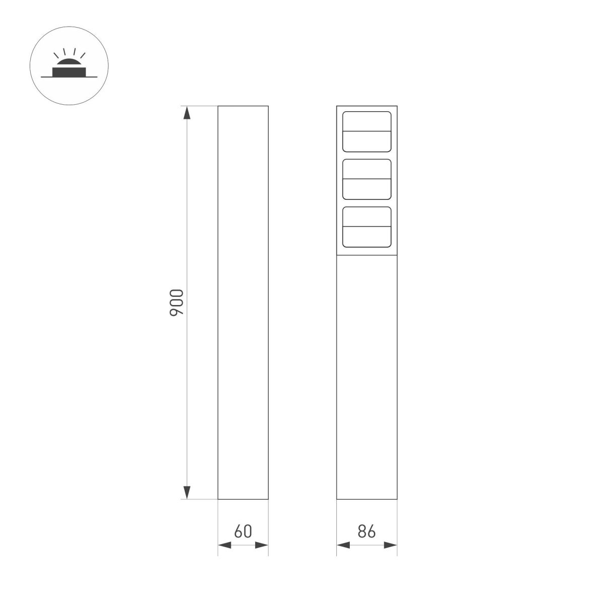 Ландшафтный светильник Arlight LGD-TILLIS-BOLL-H900-12W Warm3000 (GR, 92 deg, 230V) 050729 в Санкт-Петербурге