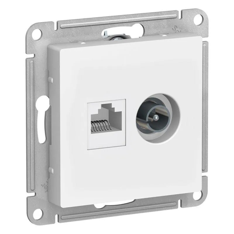 Розетка компьютерная RJ45/TV Schneider Electric AtlasDesign 5e кат UTP белая ATN000189 в Санкт-Петербурге
