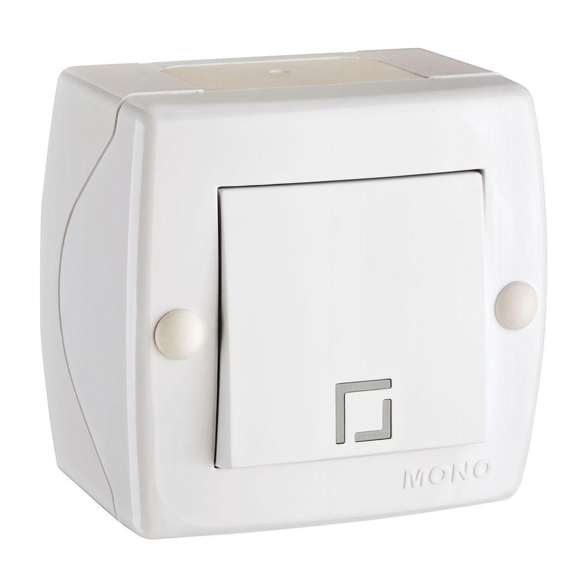 Выключатель одноклавишный Mono Electric Octans IP20 10А 250В белый 104-010101-100 в Санкт-Петербурге