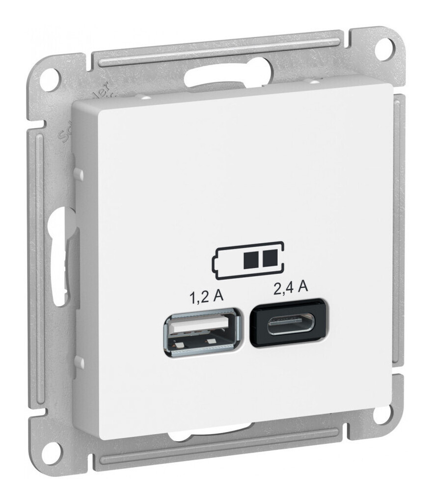 Розетка USB А+С, 5В/2,4 А, 2х5В/1,2 А, механизм Systeme Electric AtlasDesign Лотос ATN001339 в Санкт-Петербурге