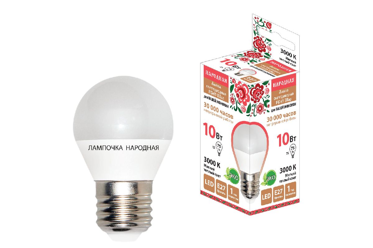 Лампа светодиодная TDM Electric Народная E27 10W 3000K матовая SQ0340-1605 в Санкт-Петербурге