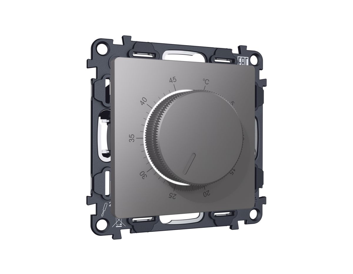 Комплект механизма терморегулятора с датчиком для теплого пола с подсветкой 16A-250V Alfa Антрацит серый Quant Ambrella Volt MA655710 (AP6557, VM1381) в Санкт-Петербурге