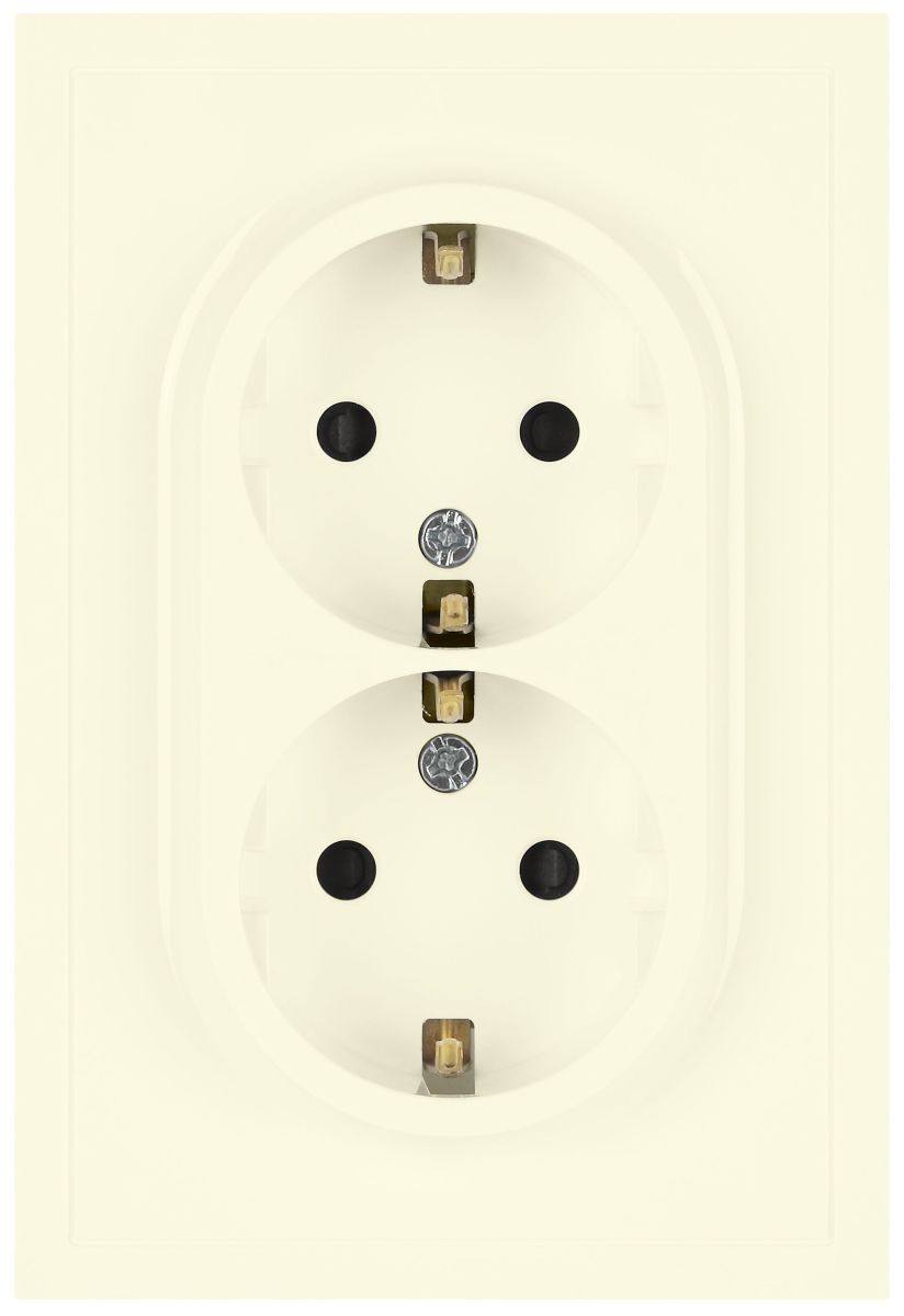 Розетка Эра Galaxy 15-2104-02 с заземлением двойная 2X2P+E Schuko 16А-250В IP20 слоновая кость Б0070679 в Санкт-Петербурге
