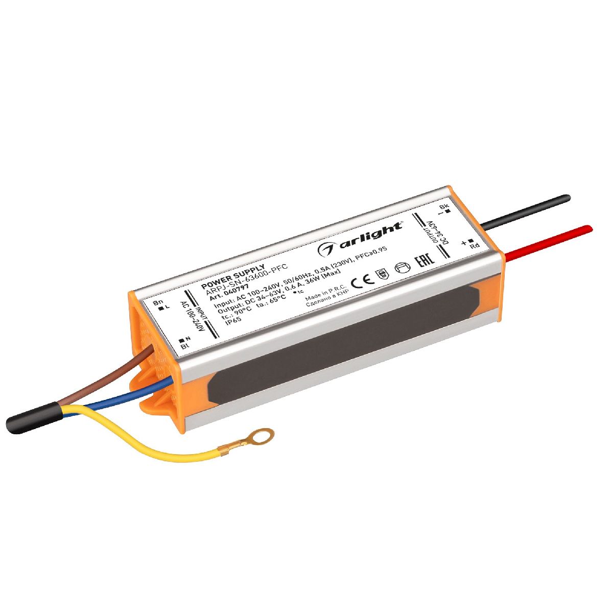 Блок питания Arlight ARPJ-SN-63600-PFC (36W, 34-63V, 600mA, IP65) 040797 в Санкт-Петербурге