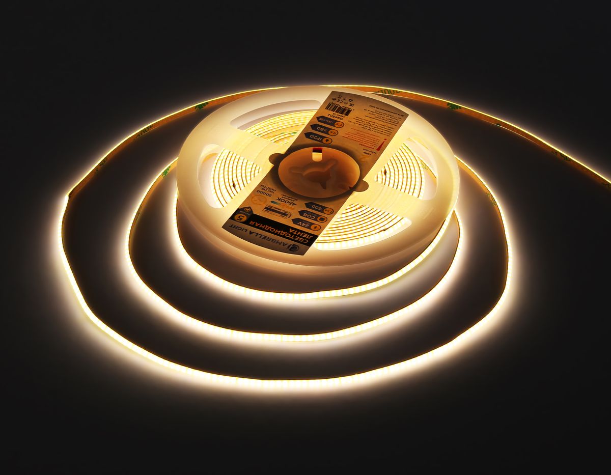 Светодиодная лента Ambrella Light Illumination COB 384Led/ 7W m/ 24V IP20 4500K/ 5m*3mm*2mm (2 конт.) GS4602 в Санкт-Петербурге