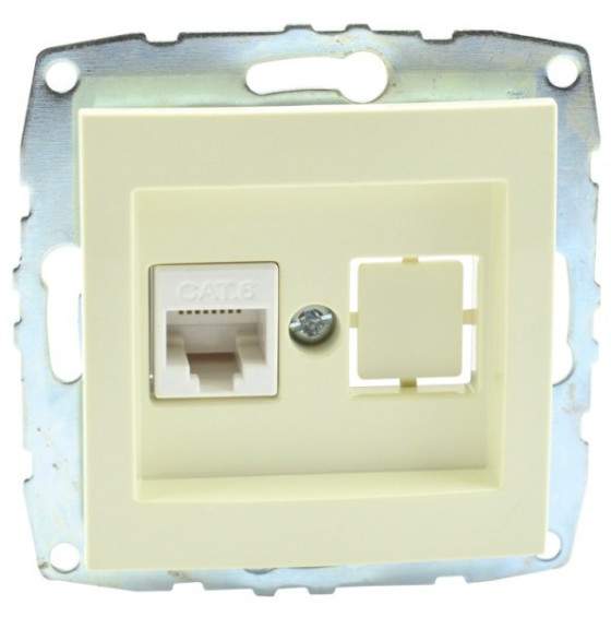 Розетка MONO ELECTRIC L / D Механизм (2хRj45 Cat 6) Кремовая 500-001705-126 в Санкт-Петербурге